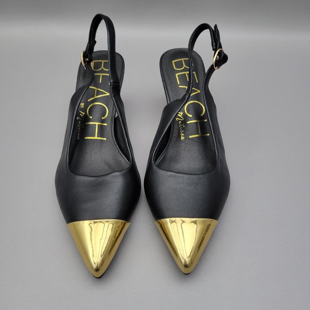 Beach by Matisse slingback pumps pointed gold-plated metal Cap Toe Size 9 - Picture 4 of 10